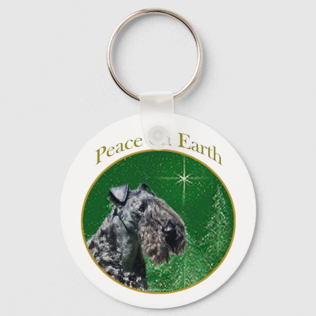 Kerry Blue Terrier Peace Key Ring (Front)