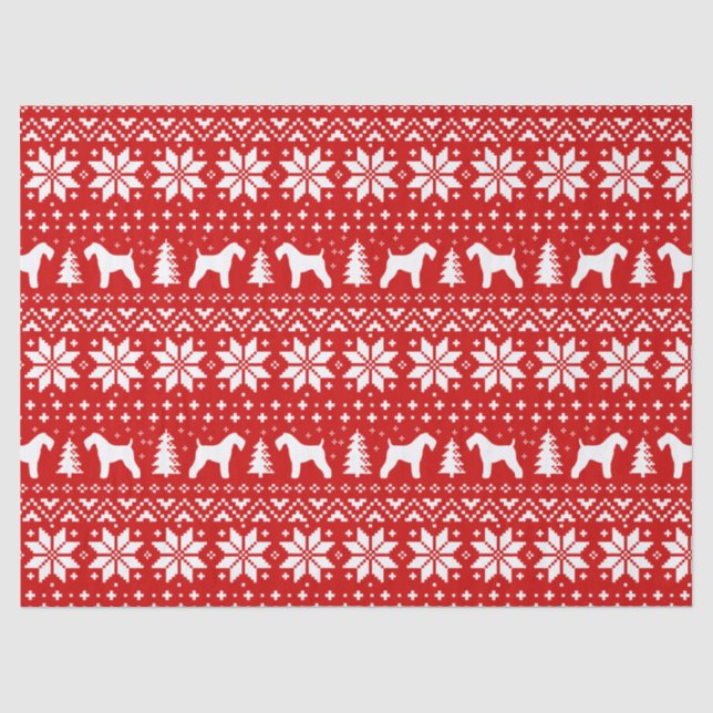 Kerry Blue Terrier Silhouettes Christmas Pattern Tissue Paper (Front)