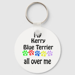 Kerry Blue Terrier Walks Design Key Ring