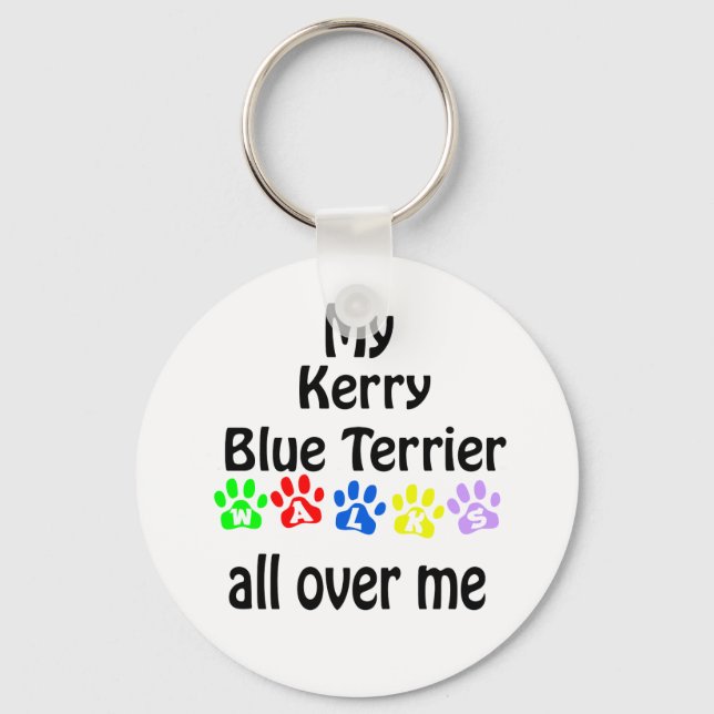 Kerry Blue Terrier Walks Design Key Ring (Front)