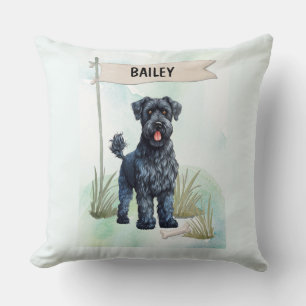 Kerry Blue Terrier Watercolor Personalized Cushion