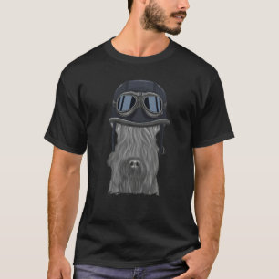 Kerry Blue Terrier Wearing Vintage Motorcycle Helm T-Shirt