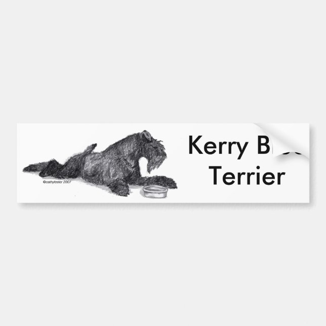 Kerry Blue Terrier with Bowl Bumper Sticker (Front)