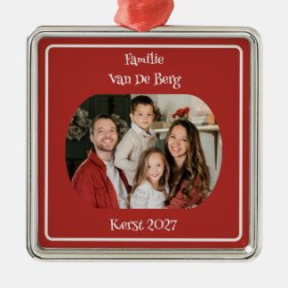 Kerst-Familie Ornament met Foto en Achternaam