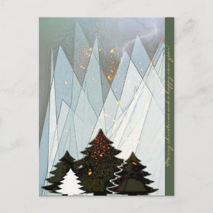 Kerst — Kerstkaart bergen glitter Holiday Postcard