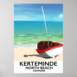Kerteminde North Beach Denmark Travel poster