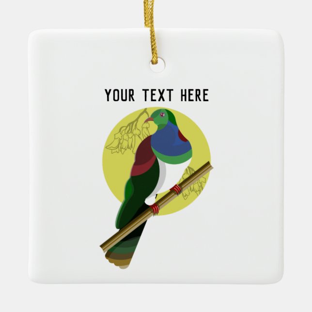 KERURU Wood pigeon Ceramic Ornament (Front)