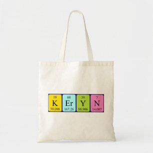 Keryn periodic table name tote bag