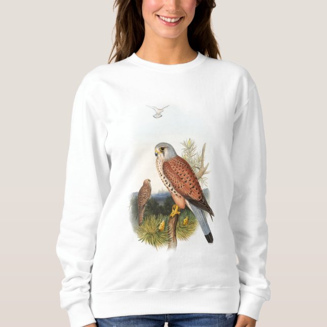 Kestrel Falcon John Gould Birds of Great Britain Sweatshirt (Front)