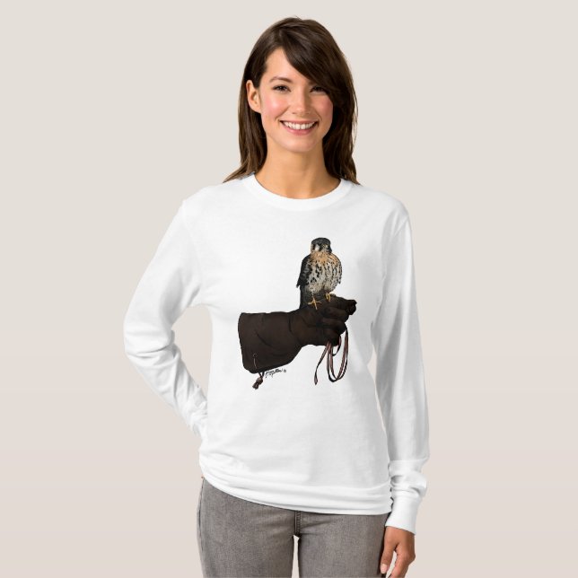 Kestrel on Glove Illustration T-Shirt (Front Full)