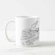 Kestrel over city mug