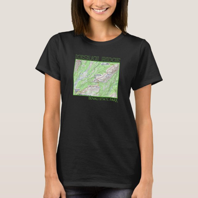 Kesugi Ridge Hiking Map Denali State Park Alaska S T-Shirt (Front)