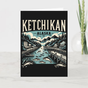 Ketchikan Alaska Ak Vintage Graphic Salmon Capital Card