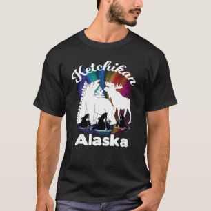 Ketchikan Alaska Aurora Borealis Bear Moose Orca S T-Shirt