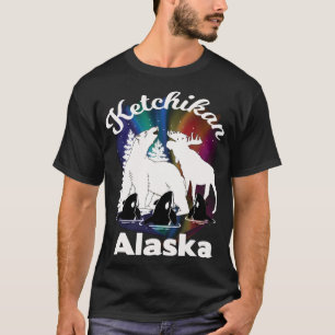 Ketchikan Alaska Aurora Borealis Bear Orca Moose S T-Shirt