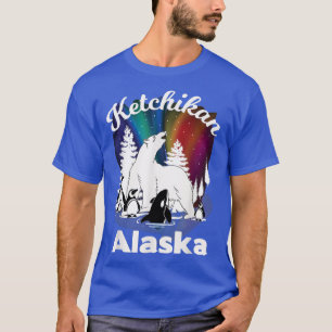 Ketchikan Alaska Aurora Borealis Bear Orca Souveni T-Shirt
