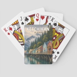 Ketchikan Alaska Illustration Travel Art Vintage Playing Cards