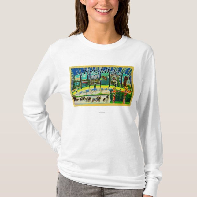 Ketchikan, Alaska - Large Letter Scenes T-Shirt (Front)