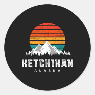Ketchikan Alaska Mountain Scene Skiing And Hiking Classic Round Sticker