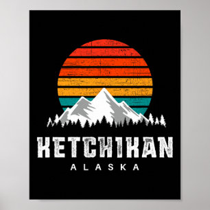Ketchikan Alaska Mountain Scene Skiing And Hiking Poster