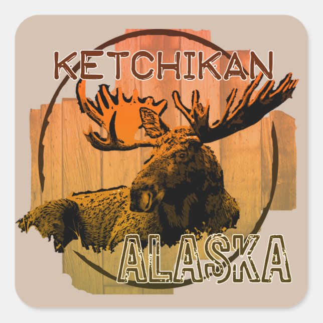 Ketchikan Alaska orange moose stickers (Front)