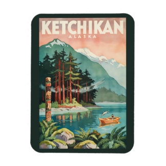 Ketchikan Alaska River Illustration Travel Art Magnet