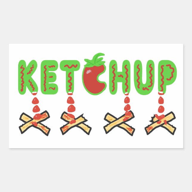 Ketchup and Fries Rectangular Sticker (Front)