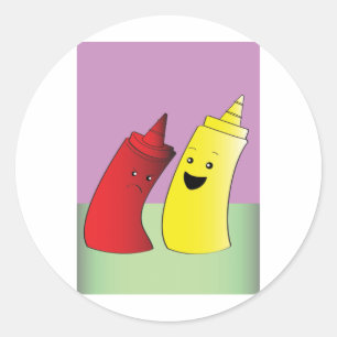Ketchup and Mustard Classic Round Sticker