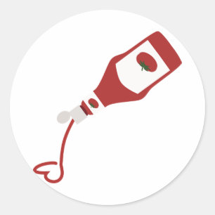 Ketchup Bottle Classic Round Sticker
