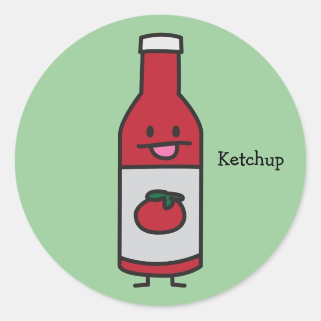 Ketchup Bottle Tomato Sauce Table condiment fancy Classic Round Sticker (Front)