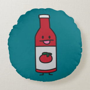 Ketchup Bottle Tomato Sauce Table condiment fancy Round Cushion