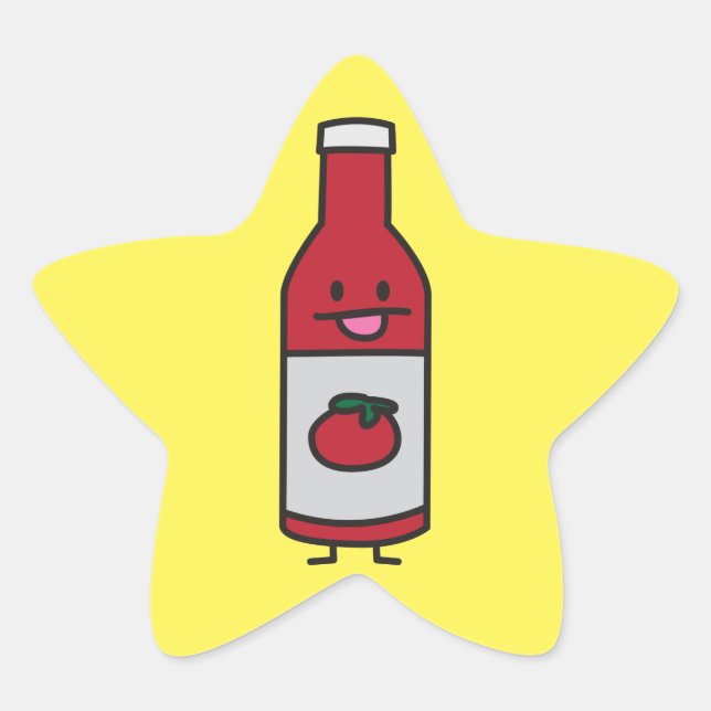 Ketchup Bottle Tomato Sauce Table condiment fancy Star Sticker (Front)