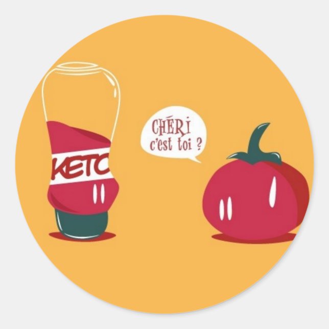 Ketchup Classic Round Sticker (Front)