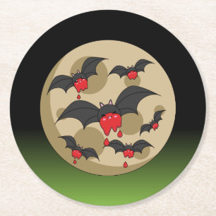 Ketchup Eater Vampire Bats Round Paper Coaster