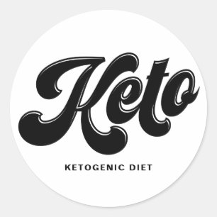 Keto Black Retro Script Typography Personalised Classic Round Sticker