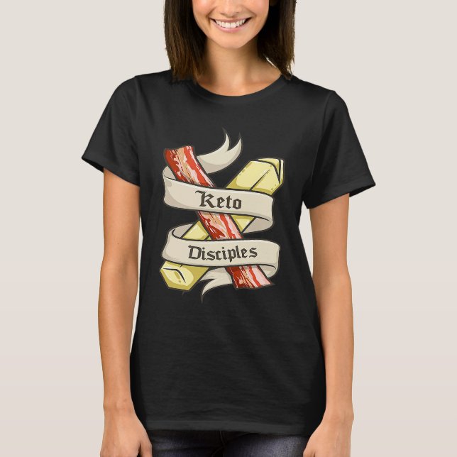 Keto Disciples Bacon Butter  Retro Keto Diet Match T-Shirt (Front)