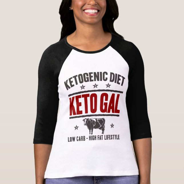 KETOGENIC DIET: Keto Gal - Carb Free Life, Red Cow T-Shirt (Front)