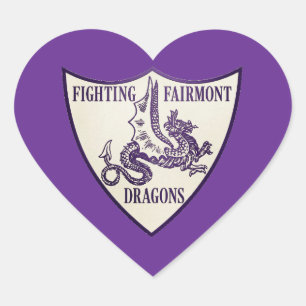 Kettering, Ohio Fighting Fairmont Dragons Logo Heart Sticker