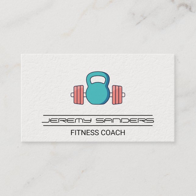 Kettle Bell Barbell Gym Weights | Fitness Trainer Business Card (Front)