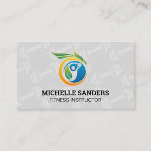 Kettle Bell Fitness Logo Dumbbell Pattern Business Card