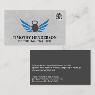 Kettle Bell   Fitness QR Code Option Business Card