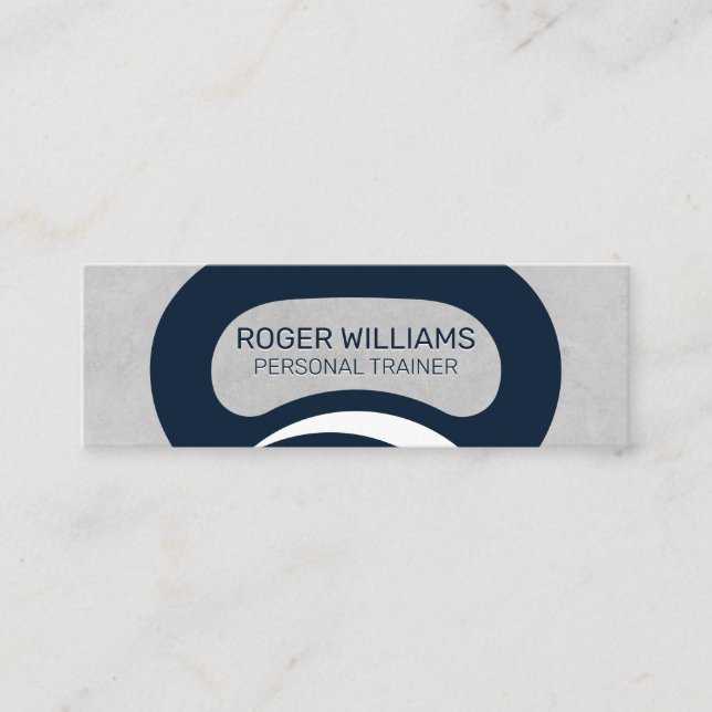 Kettle Bell | Grey Texture Background Mini Business Card (Front)