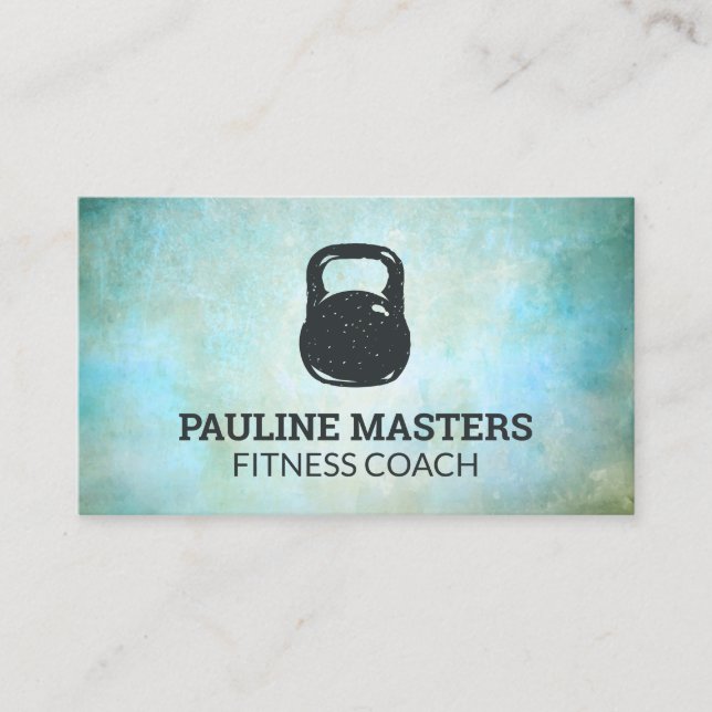 Kettle Bell Icon | Grunge Texture Background Appointment Card (Front)