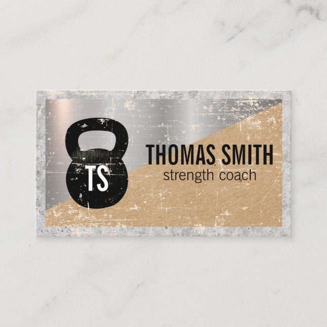 Kettle Bell Logo | Metal Concrete Business Card (Front)