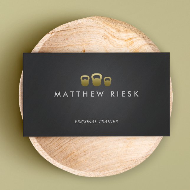 Kettle Bell Personal Trainer Fitness Black Business Card (Creator Uploaded)