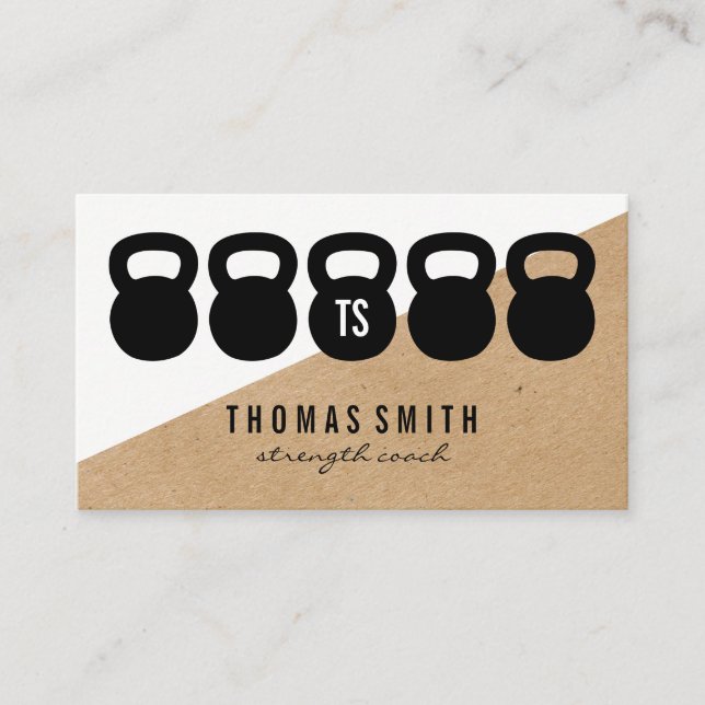 Kettle Bell Personal Trainer Geometric Business Card (Front)