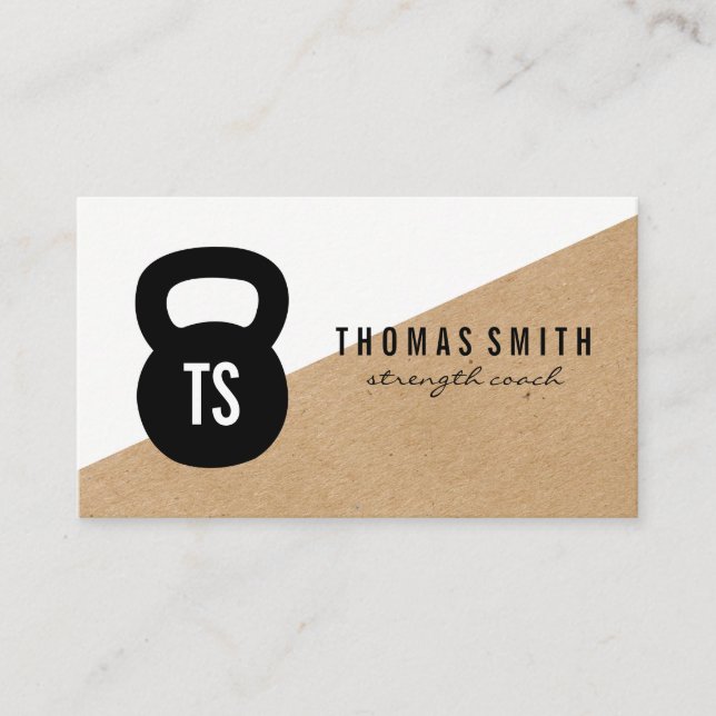 Kettle Bell Personal Trainer Geometric Business Card (Front)