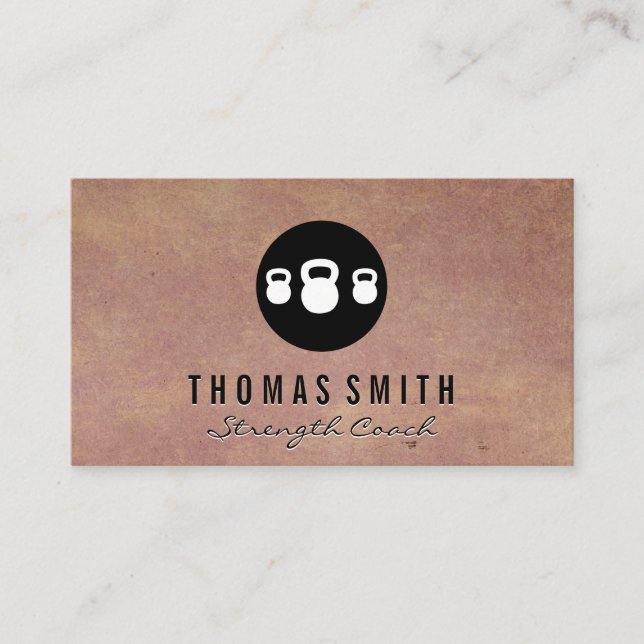 Kettle Bell Personal Trainer | Textured Background Business Card (Front)