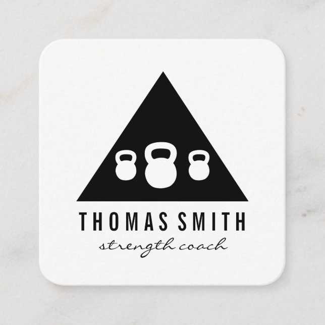 Kettle Bell Personal Trainer | Triangle Square Business Card (Front)