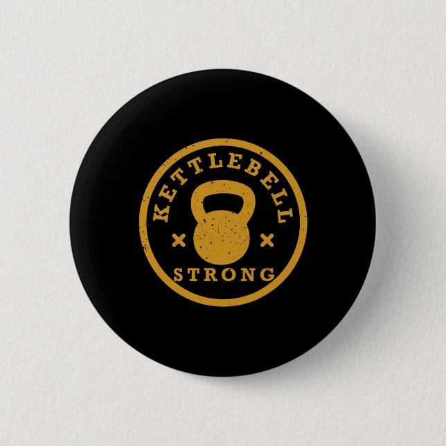 Kettlebell  6 cm round badge (Front)